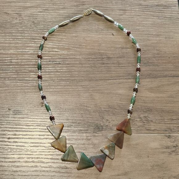 Vintage Artisan Triangle Stone Beaded Necklace Southwestern - Picture 9 of 13